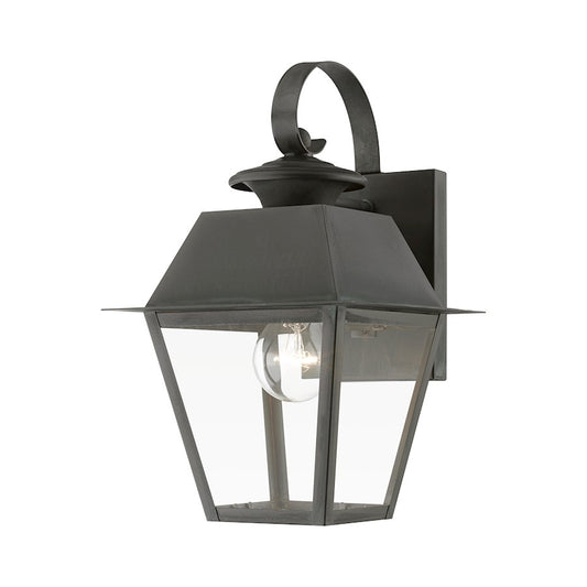 Livex Wentworth 1 Light Outdoor Small Wall Lantern, Charcoal/Clear