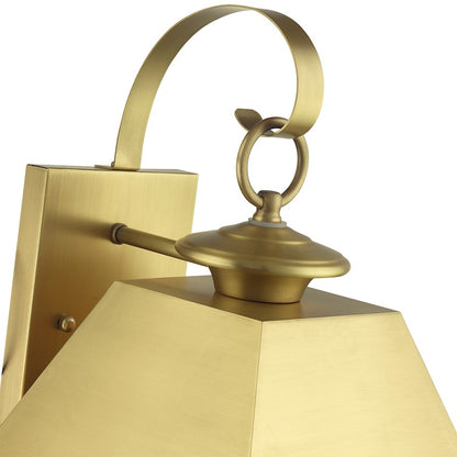 Livex Wentworth 2 Light Outdoor Medium Wall Lantern, Brass/Clear