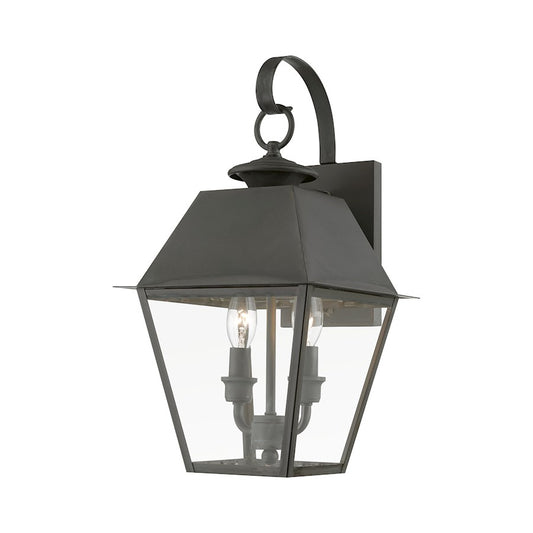 Livex Wentworth 2 Light Outdoor Medium Wall Lantern, Charcoal/Clear