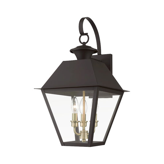 Livex Wentworth 3 Light Outdoor Large Wall Lantern, BZ/BS