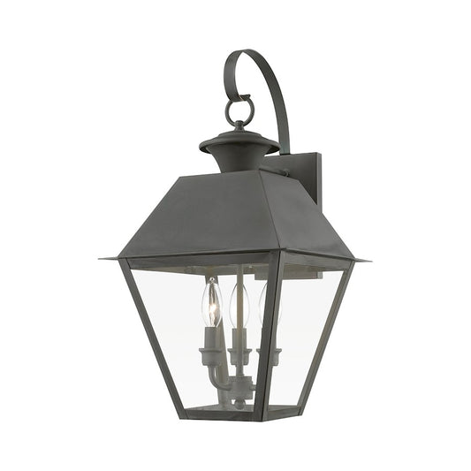 Livex Wentworth 3 Light Outdoor Large Wall Lantern, Charcoal/Clear