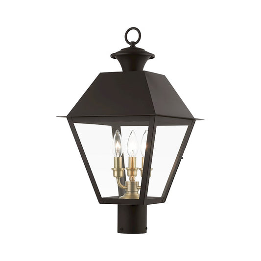 Livex Wentworth 3 Light Outdoor Large Post Lantern, BZ/BS