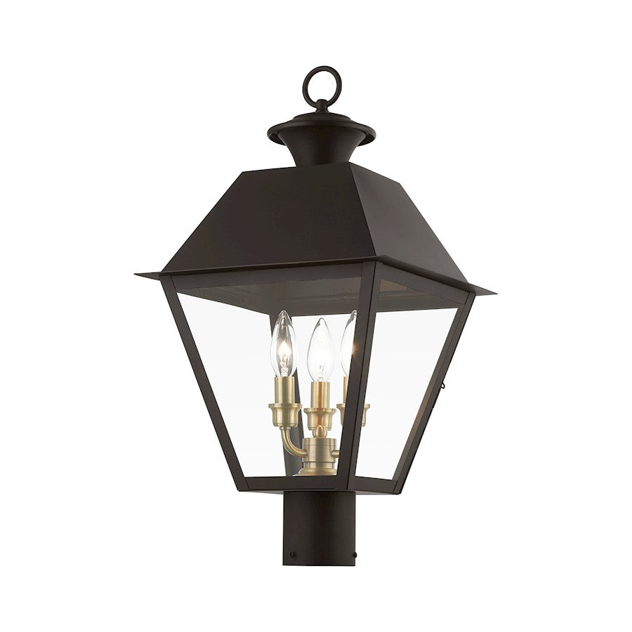 Livex Wentworth 3 Light Outdoor Large Post Lantern, BZ/BS