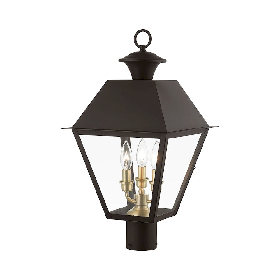 Livex Wentworth 3 Light Outdoor Large Post Lantern, BZ/BS