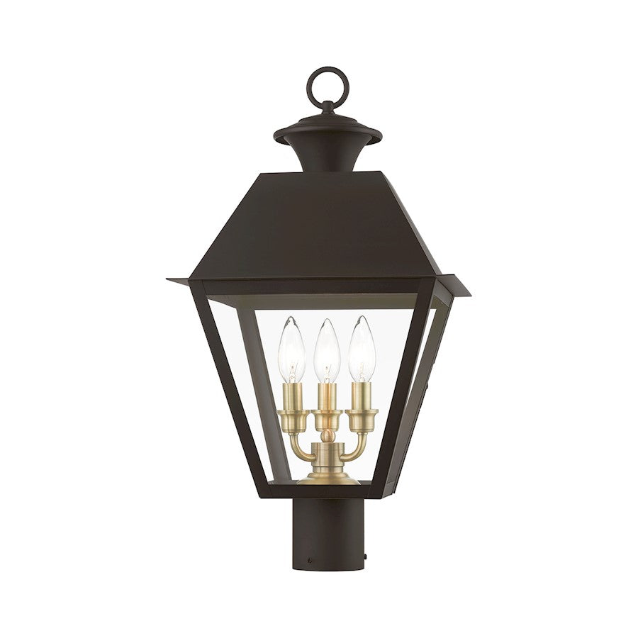 Livex Wentworth 3 Light Outdoor Large Post Lantern, BZ/BS