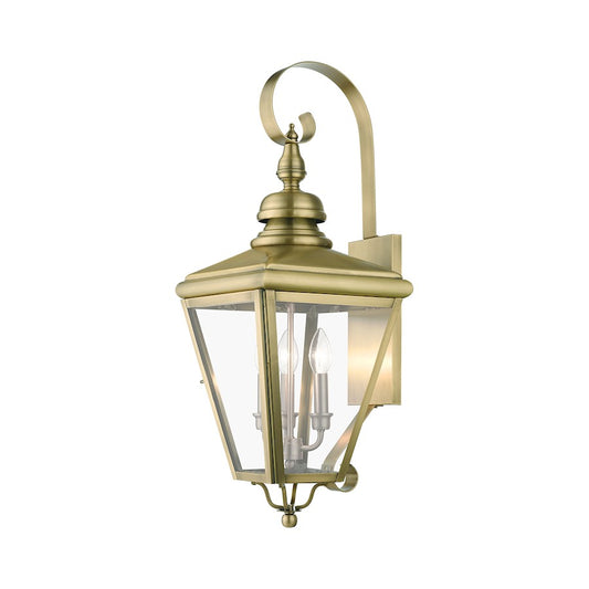 Livex Adams 3 Lt Outdoor Large Wall Lantern, Brass/Nickel/Cluster