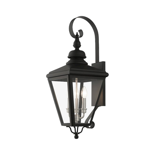 Livex Adams 3 Lt Outdoor Large Wall Lantern, Black/Nickel/Cluster