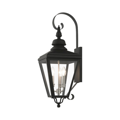 Livex Adams 3 Lt Outdoor Large Wall Lantern, Black/Nickel/Cluster