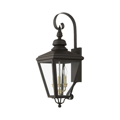 Livex Adams 3 Lt Outdoor Large Wall Lantern, Bronze/Brass/Cluster