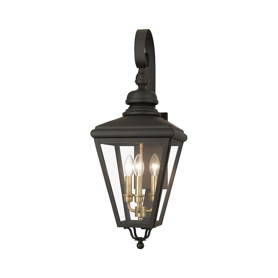 Livex Adams 3 Lt Outdoor Large Wall Lantern, Bronze/Brass/Cluster