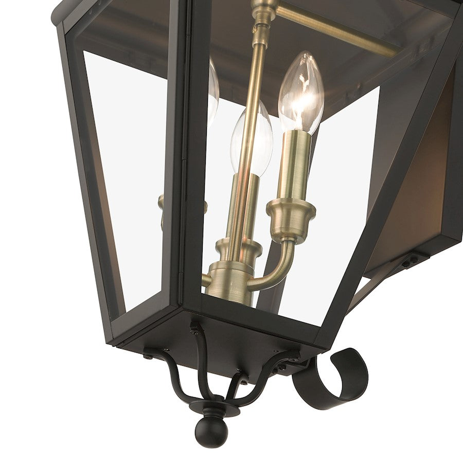 Livex Adams 3 Lt Outdoor Large Wall Lantern, Bronze/Brass/Cluster