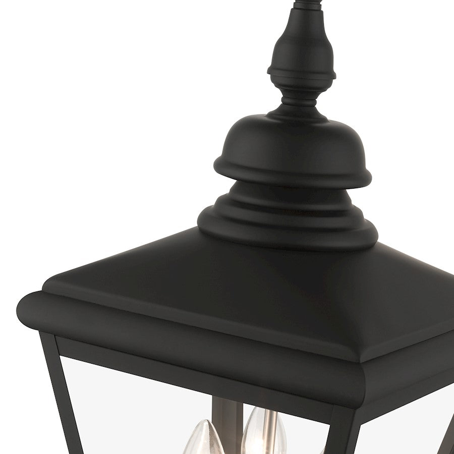 Livex Adams 3 Lt Outdoor Large Post Top Lantern, Black/Nickel/Cluster