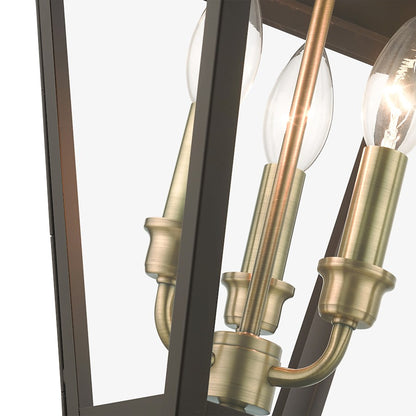Livex Adams 3 Lt Outdoor Large Pendant Lantern, Bronze/Brass/Cluster