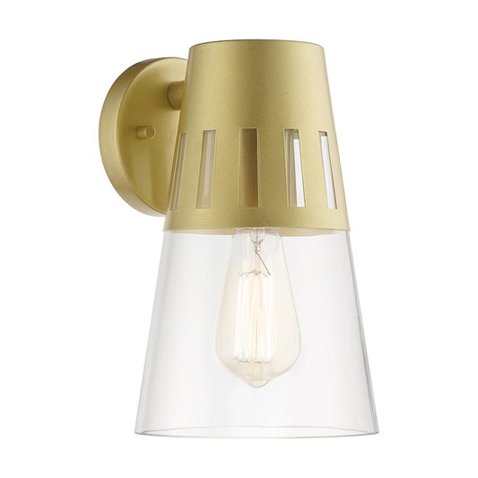 Livex Covington 1 Lt Outdoor Med Wall Lantern, Gold/Clear