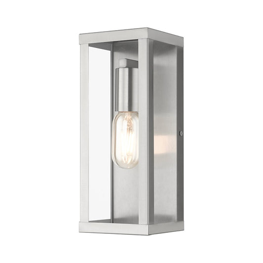Livex Gaffney 1 Light Outdoor ADA Medium Wall Lantern, Nickel/Clear