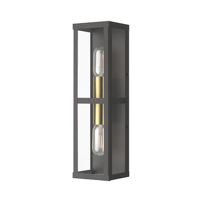 Livex Gaffney 2 Lt Outdoor ADA Wall Lantern, Bronze/Gold/Clear