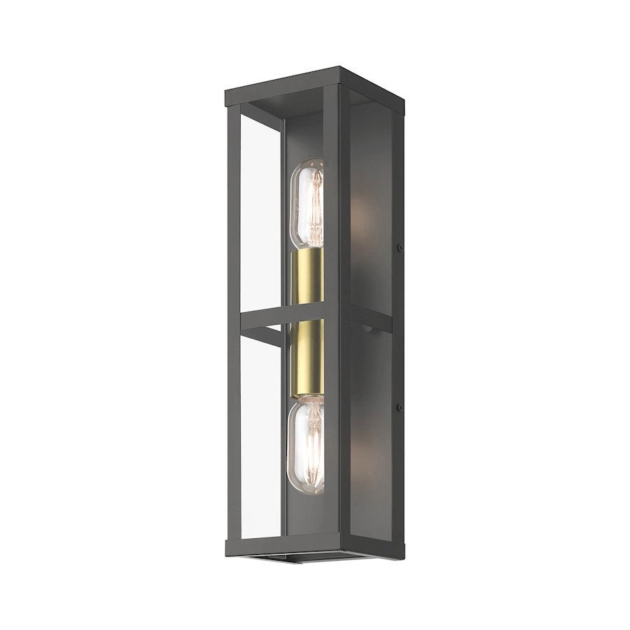 Livex Gaffney 2 Lt Outdoor ADA Wall Lantern, Bronze/Gold/Clear