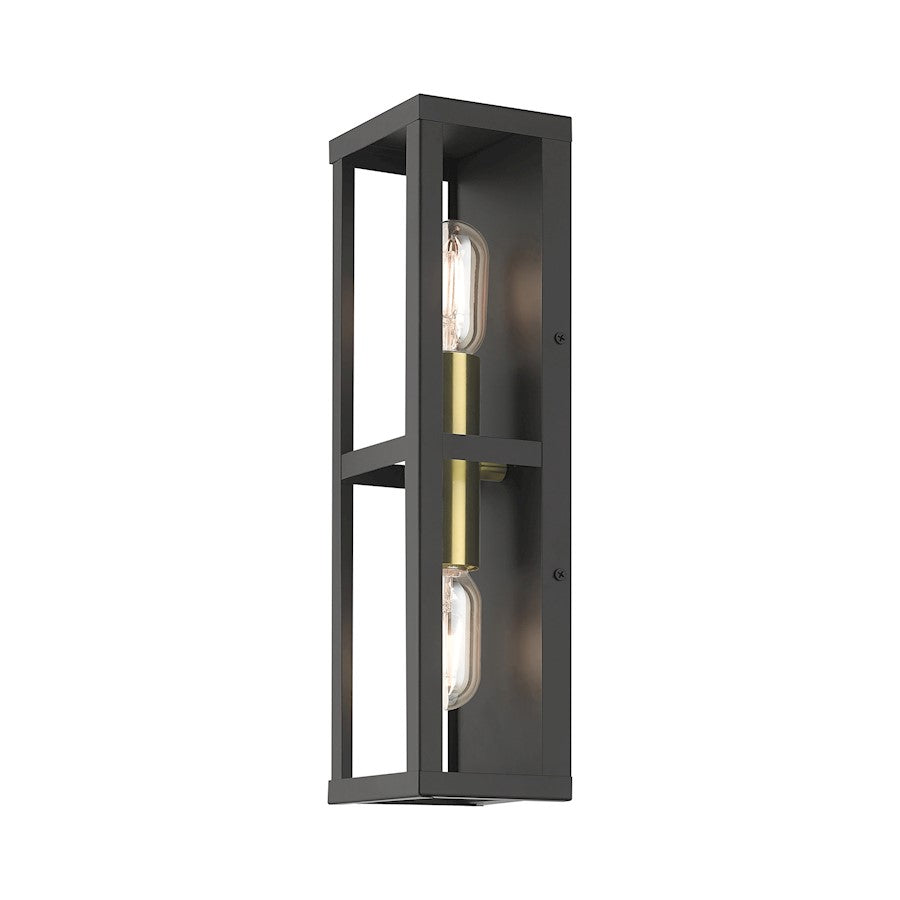 Livex Gaffney 2 Lt Outdoor ADA Wall Lantern, Bronze/Gold/Clear