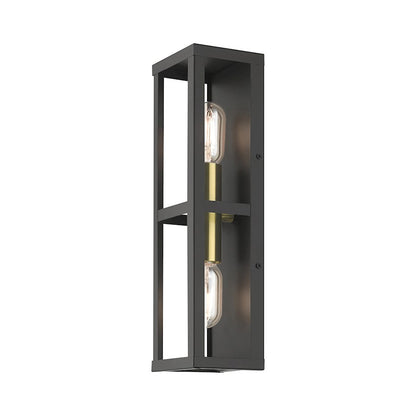 Livex Gaffney 2 Lt Outdoor ADA Wall Lantern, Bronze/Gold/Clear