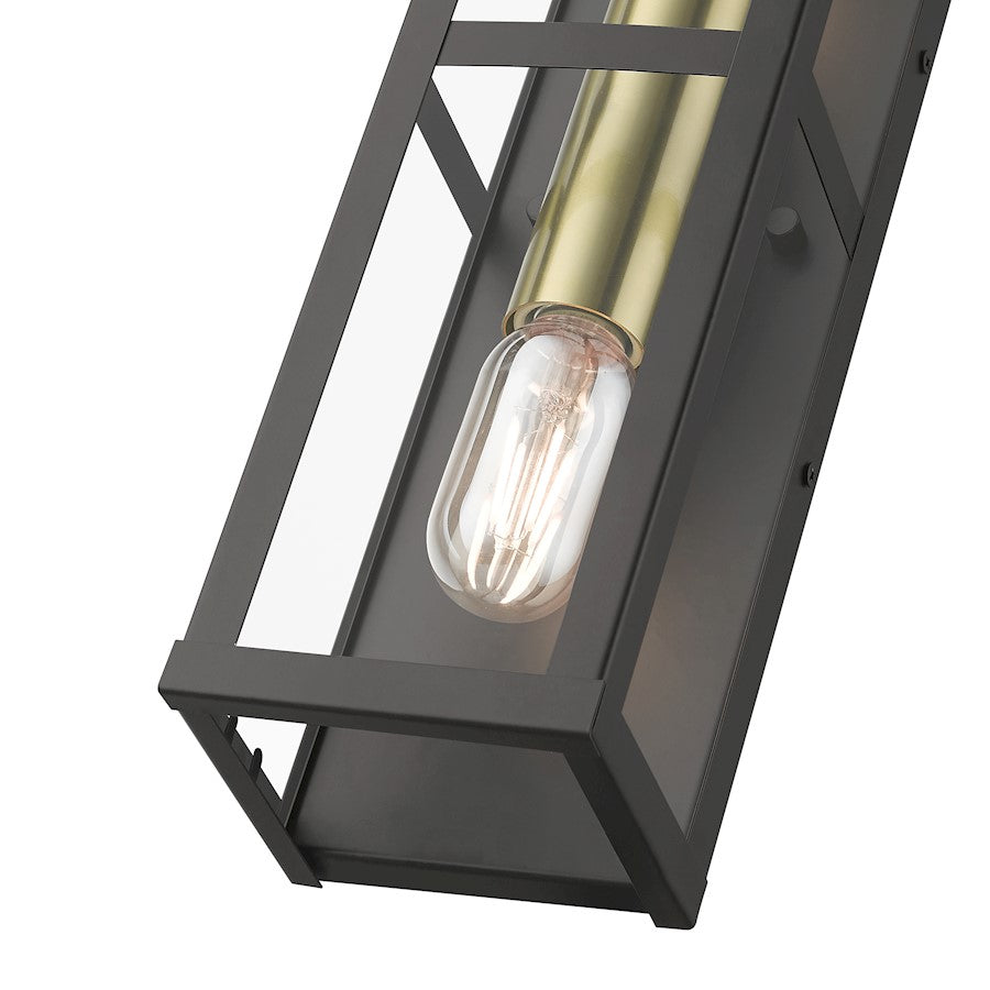 Livex Gaffney 2 Lt Outdoor ADA Wall Lantern, Bronze/Gold/Clear