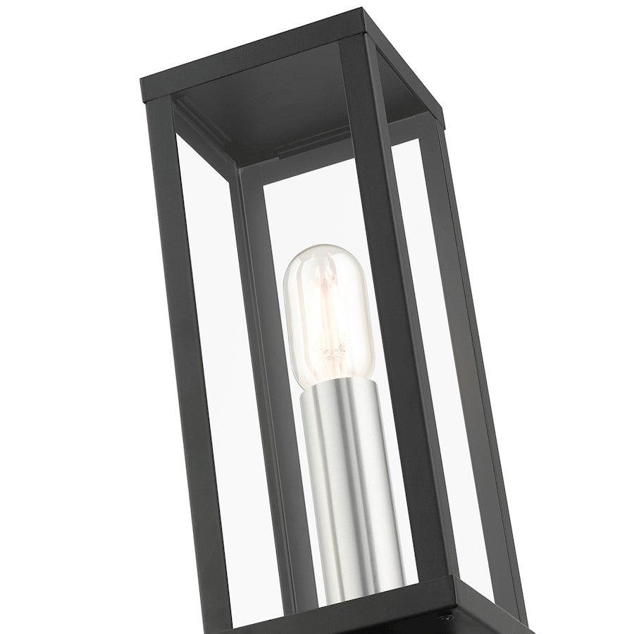 Livex Gaffney 1 Light Outdoor Post Top Lantern, Black/Nickel/Clear