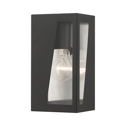 Livex Forsyth 1 Lt Outdoor Small Wall Lantern, Black/Nickel/Clear