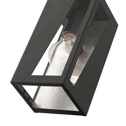 Livex Forsyth 1 Lt Outdoor Small Wall Lantern, Black/Nickel/Clear