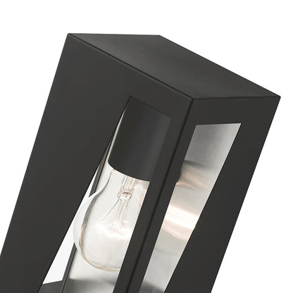 Livex Forsyth 1 Lt Outdoor Small Wall Lantern, Black/Nickel/Clear