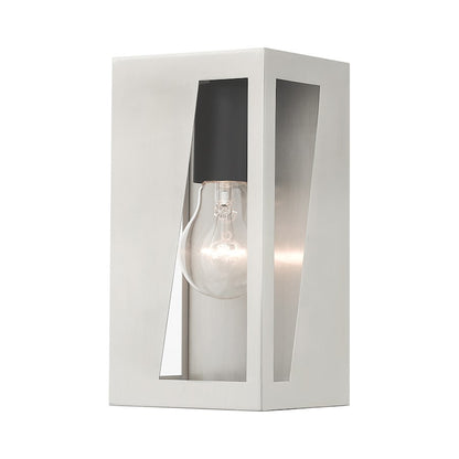 Livex Forsyth 1 Lt Outdoor Small Wall Lantern, Nickel/Black/Clear