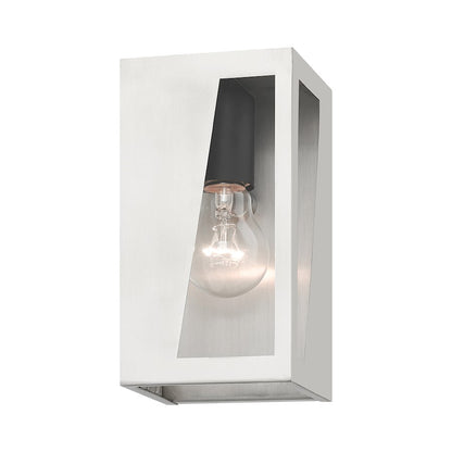 Livex Forsyth 1 Lt Outdoor Small Wall Lantern, Nickel/Black/Clear