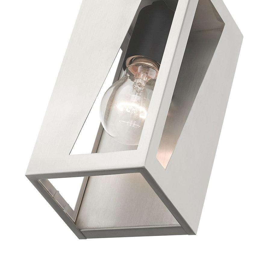 Livex Forsyth 1 Lt Outdoor Small Wall Lantern, Nickel/Black/Clear