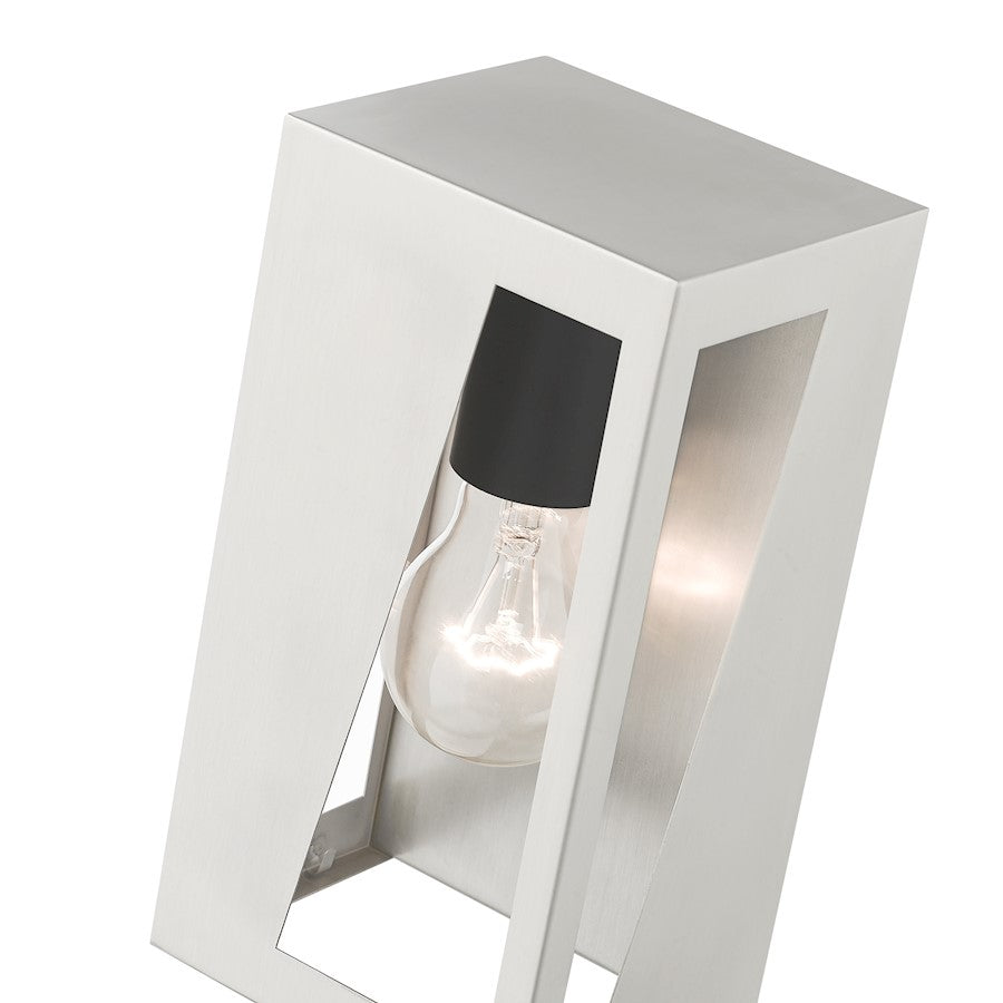 Livex Forsyth 1 Lt Outdoor Small Wall Lantern, Nickel/Black/Clear