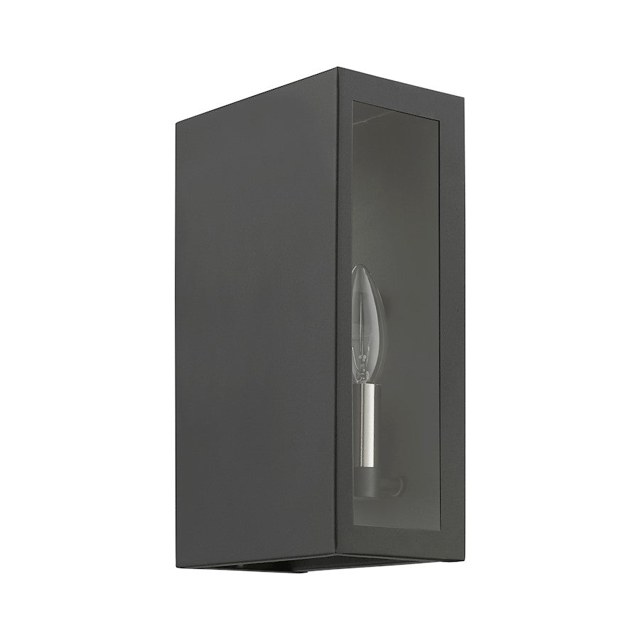 Livex Winfield 2 Light Outdoor ADA Medium Sconce, Black/Nickel/Clear