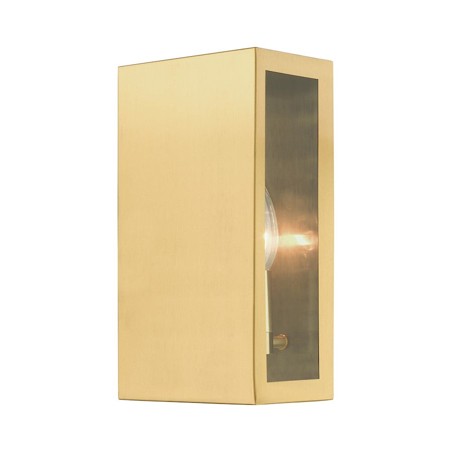 Livex Winfield 2 Light Outdoor ADA Medium Sconce, Satin Gold/Clear