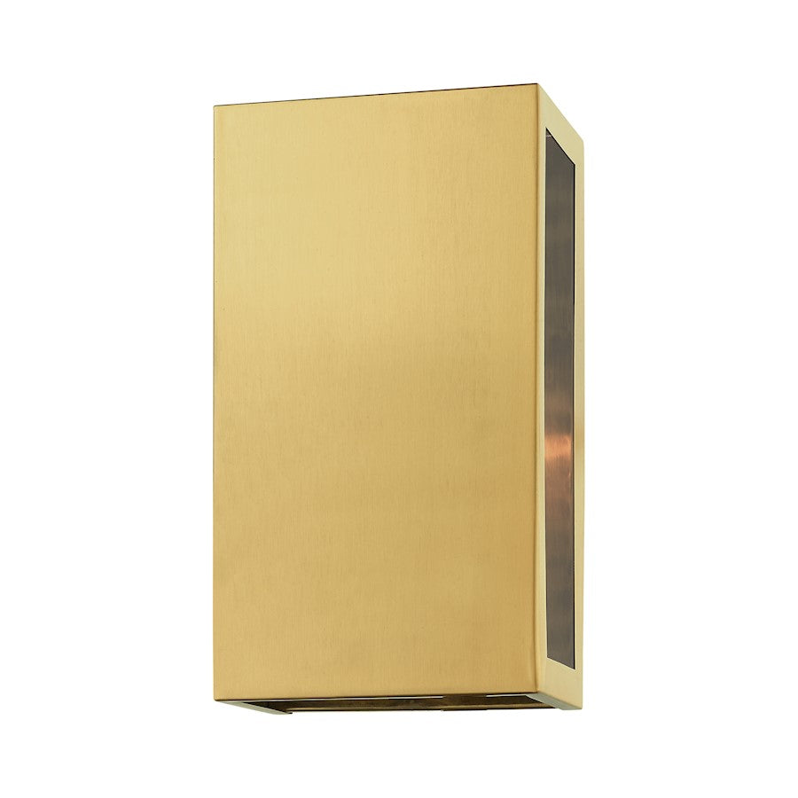Livex Winfield 2 Light Outdoor ADA Medium Sconce, Satin Gold/Clear