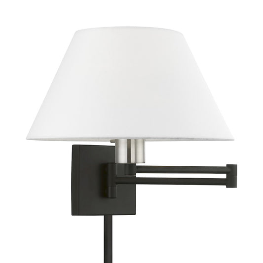 Livex Swing Arm Wall Lamps 1 Light 13" Swing Arm Wall Lamp, BK/NK/OWH