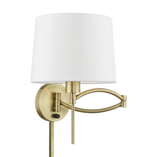 Livex Swing Arm Wall Lamps 1 Light 11" Swing Arm Wall Lamp, BS/OWH