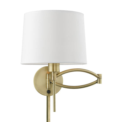 Livex Swing Arm Wall Lamps 1 Light 11" Swing Arm Wall Lamp, BS/OWH