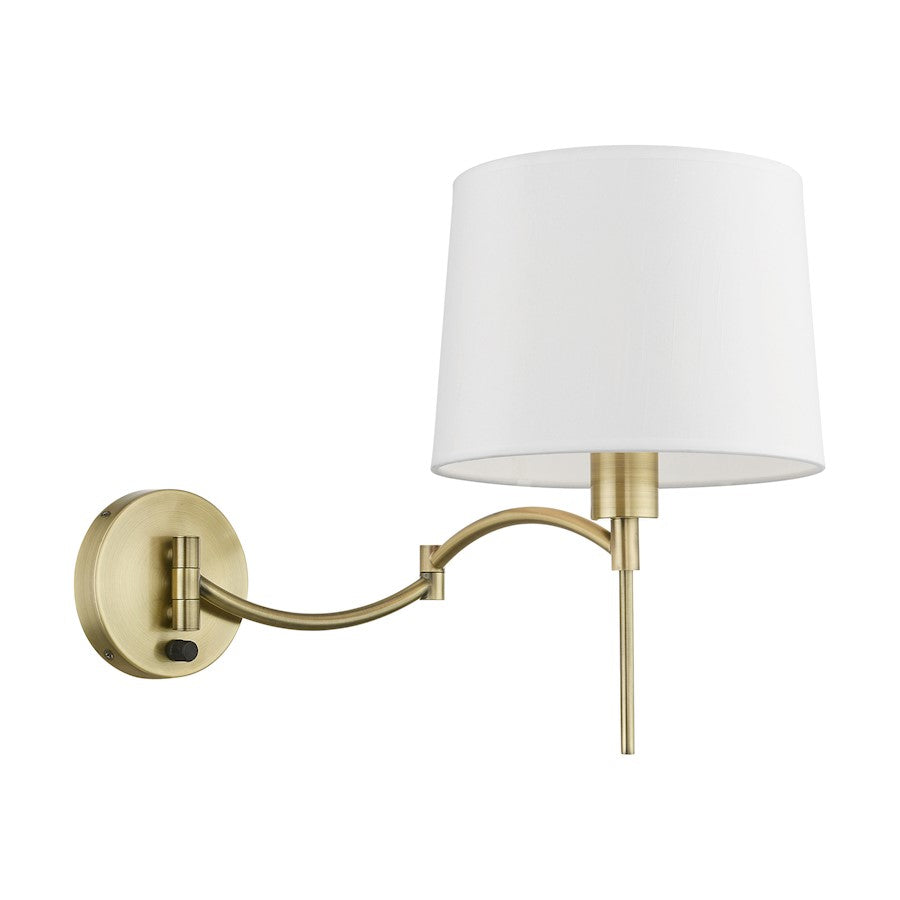 Livex Swing Arm Wall Lamps 1 Light 11" Swing Arm Wall Lamp, BS/OWH