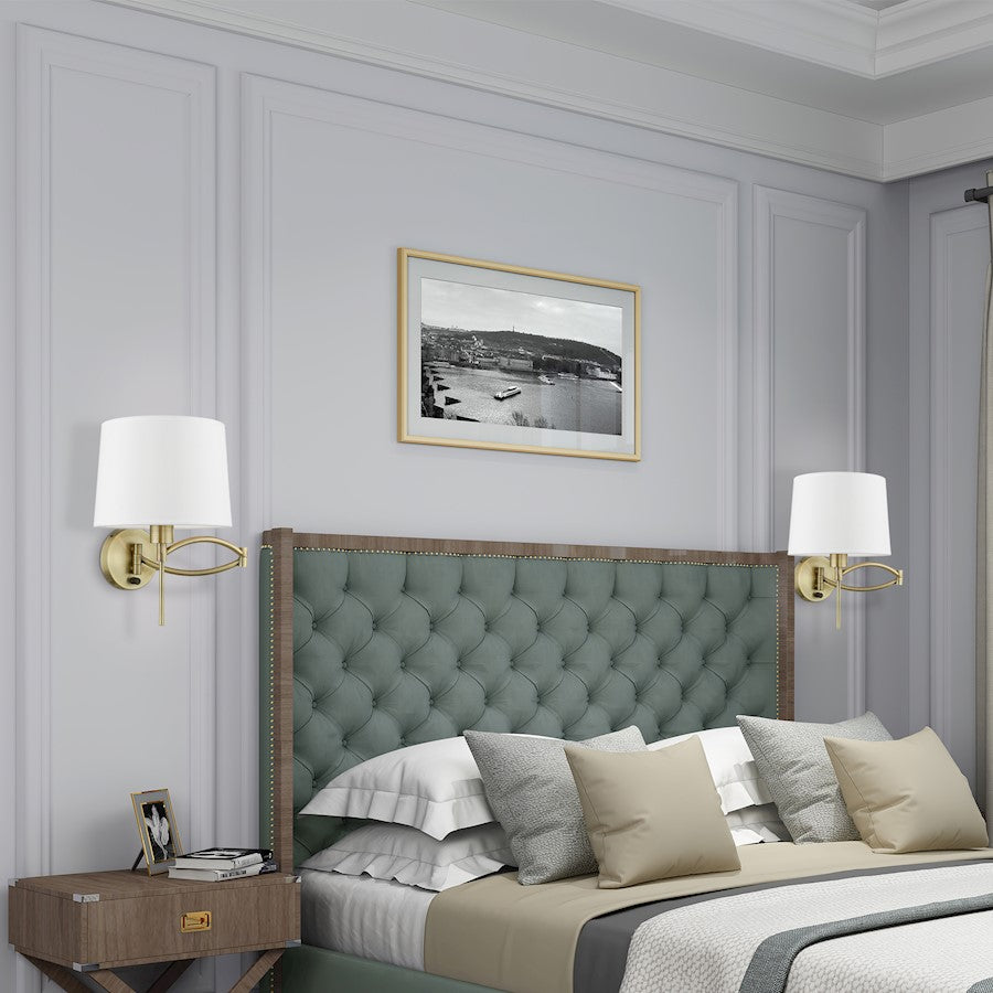 Livex Swing Arm Wall Lamps 1 Light 11" Swing Arm Wall Lamp, BS/OWH