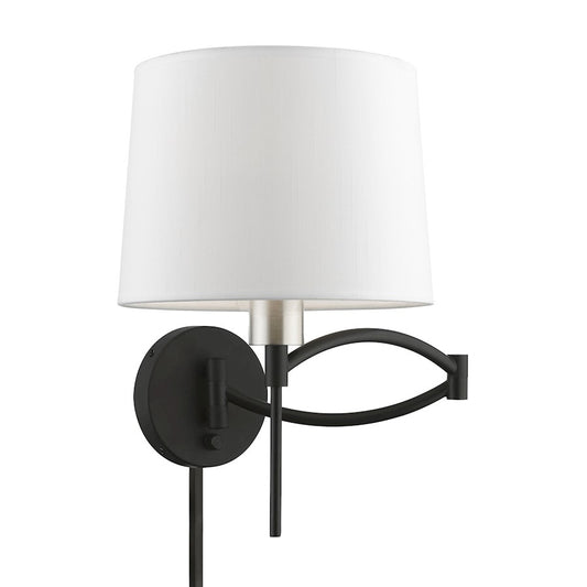 Livex Swing Arm Wall Lamps 1 Light 11" Swing Arm Wall Lamp, BK/NK/OWH