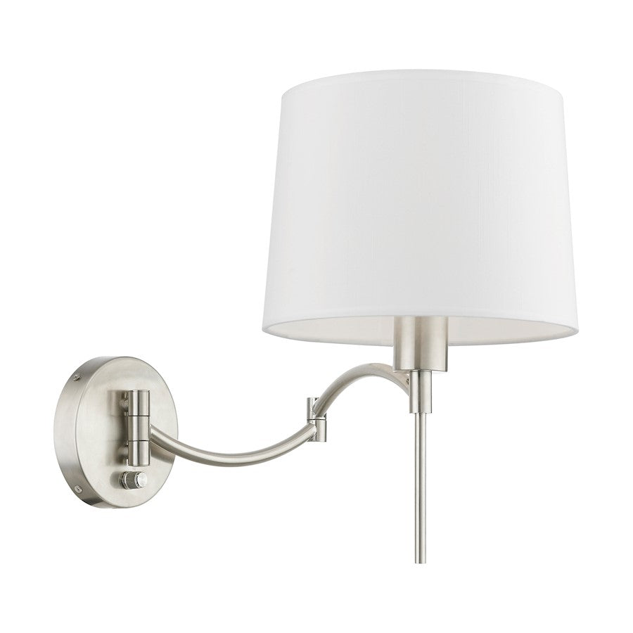 Livex Swing Arm Wall Lamps 1 Light 11" Swing Arm Wall Lamp, NK/OWH