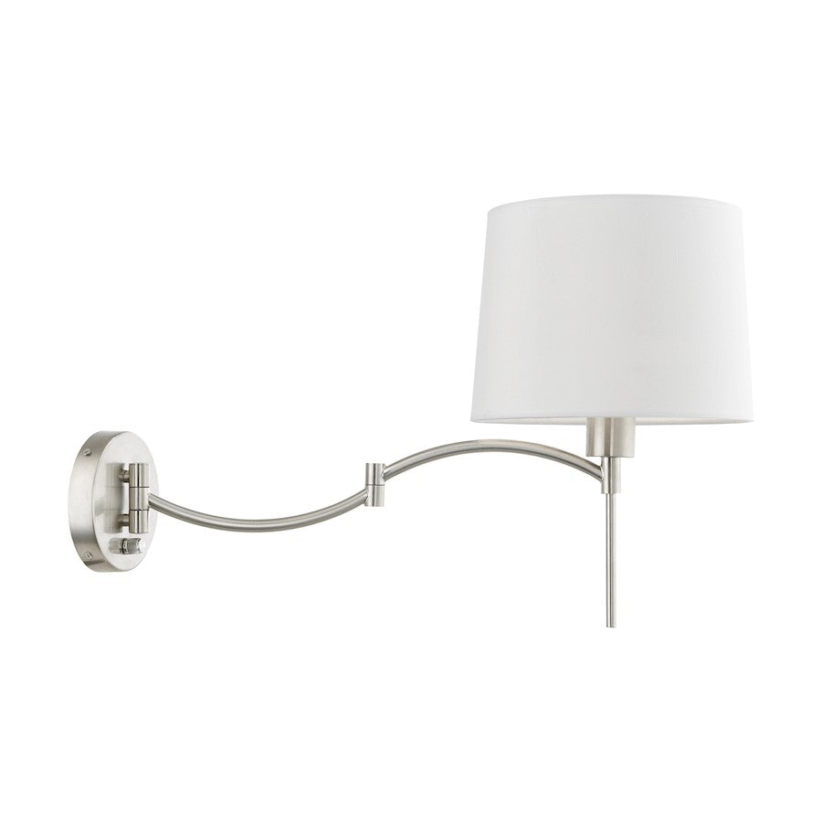 Livex Swing Arm Wall Lamps 1 Light 11" Swing Arm Wall Lamp, NK/OWH
