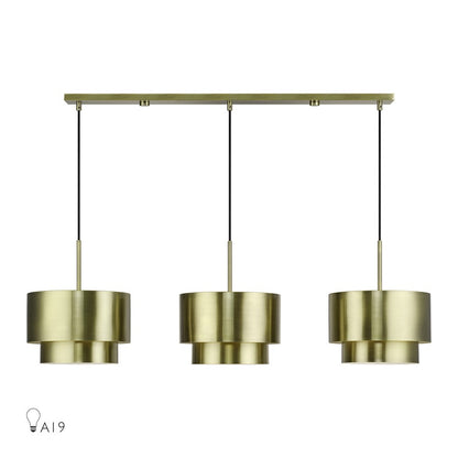 Livex Zolana 3Lt 12" Chandelier, Brass/Brass Steel/Shiny White - 40053-01