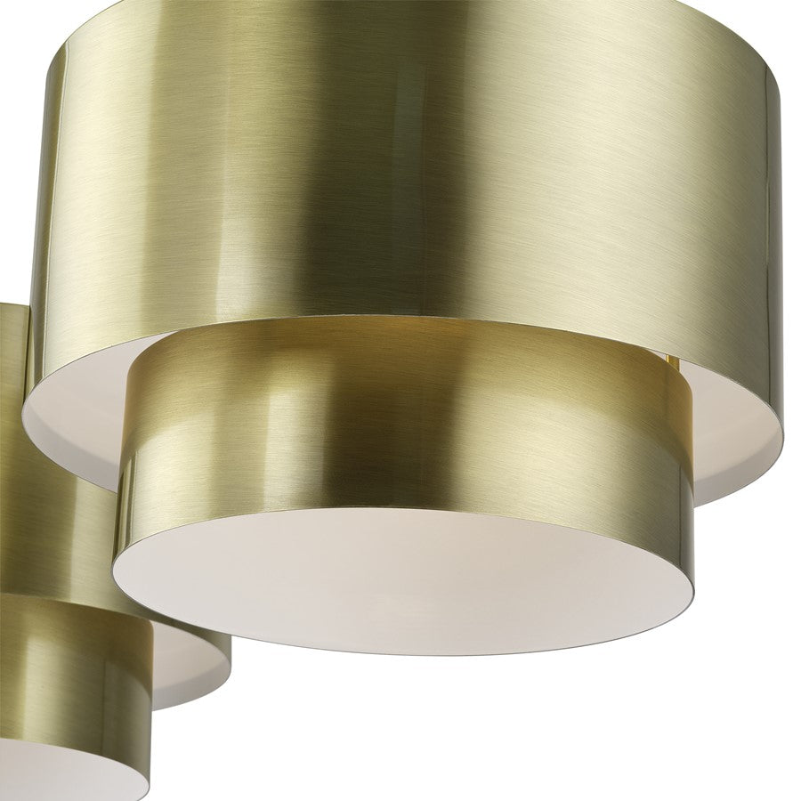 Livex Zolana 3Lt 12" Chandelier, Brass/Brass Steel/Shiny White