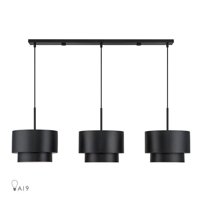 Livex Zolana 3Lt 12" Chandelier, Black/Black Steel/Shiny White - 40053-04