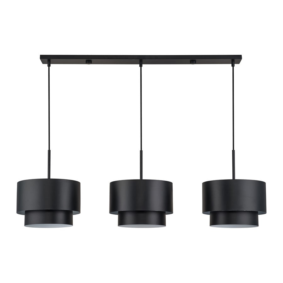Livex Zolana 3Lt 12" Chandelier, Black/Black Steel/Shiny White