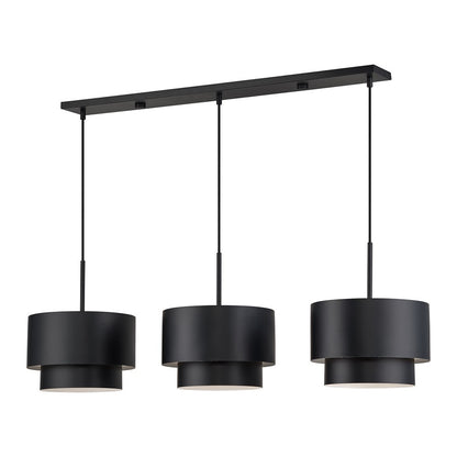 Livex Zolana 3Lt 12" Chandelier, Black/Black Steel/Shiny White