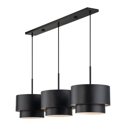 Livex Zolana 3Lt 12" Chandelier, Black/Black Steel/Shiny White