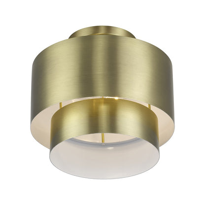 Livex Zolana 2Lt Medium Semi-Flush, Brass/Brass Steel/Shiny White